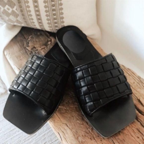 Slip On Square Toe Sandals in Black - Picture 6 of 6